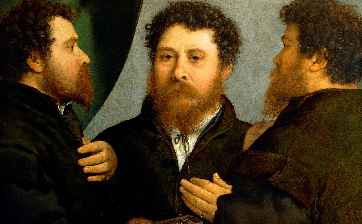 Kolminkertainen muotokuva kultasepästä Lorenzo Lotto (1480 ca-1556), öljy kankaalle, 521x791 cm tekijältä Lorenzo Lotto