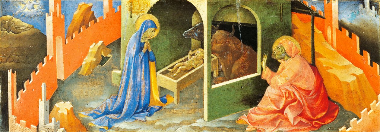 Jeesuksen syntymä, Predellan osa, Lorenzo Monaco (1370-noin 1425), öljy paneelille tekijältä Lorenzo Monaco