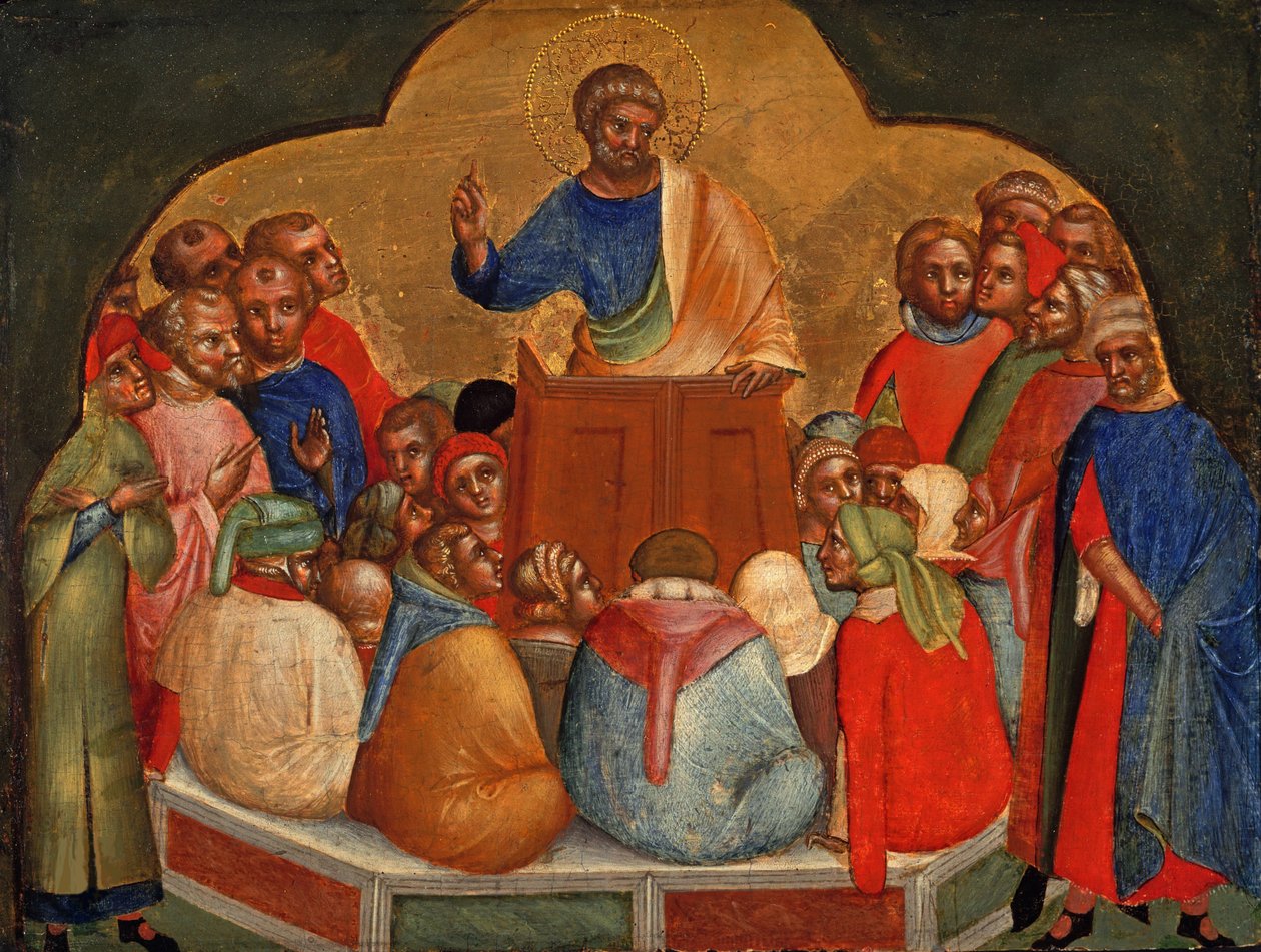 Apostoli Pietari saarnaamassa Predella-paneelia, noin 1370. tekijältä Lorenzo Veneziano