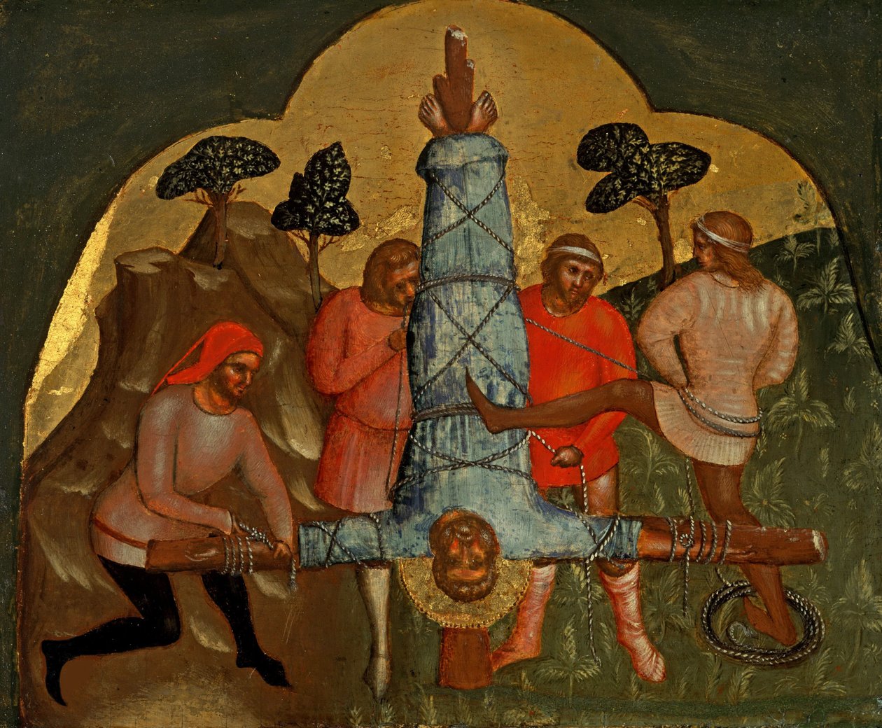 Peter Predellan ristiinnaulitseminen -paneeli, noin 1370. tekijältä Lorenzo Veneziano