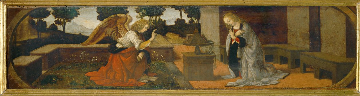 Annunciation, osa predella ... tekijältä Lorenzo di Credi