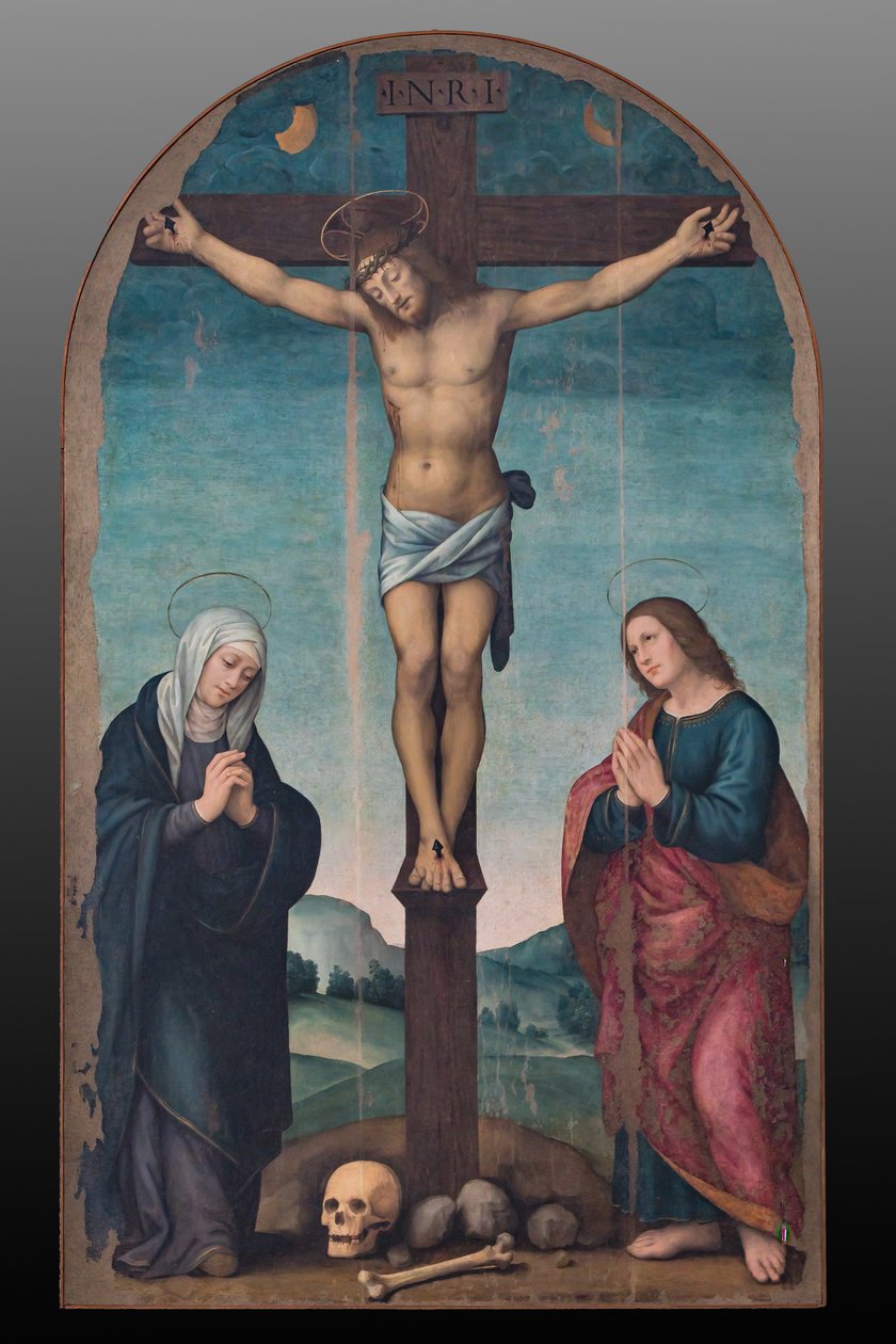 Ristiinnaulitseminen, noin 1500-24 (öljy paneelille). tekijältä Lorenzo di Credi
