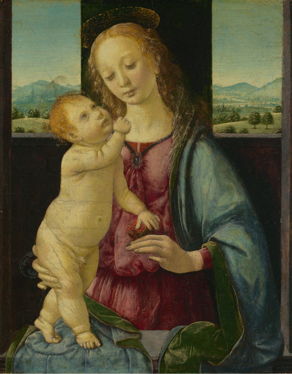 Madonna ja lapsi granaattiomena, 14751480. tekijältä Lorenzo di Credi