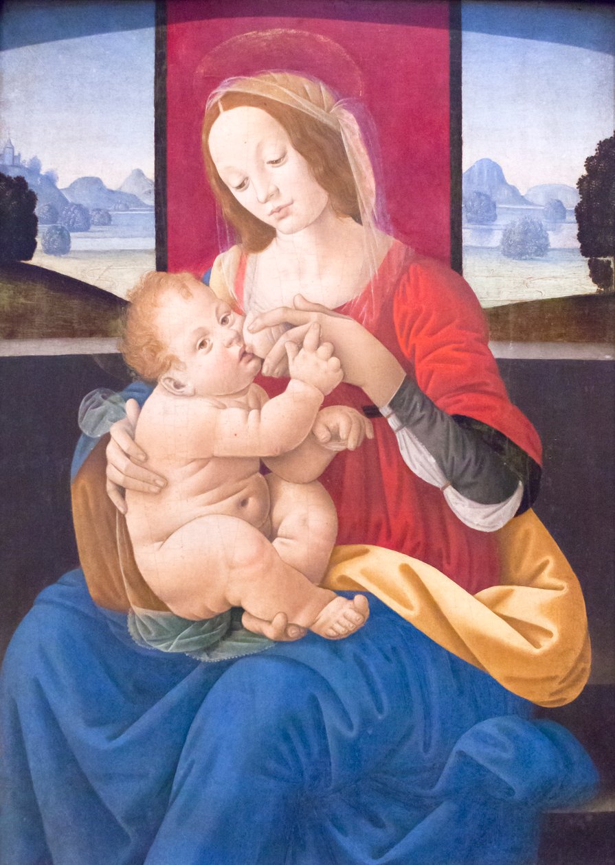 Madonna lapsen kanssa (öljy puulle) tekijältä Lorenzo di Credi