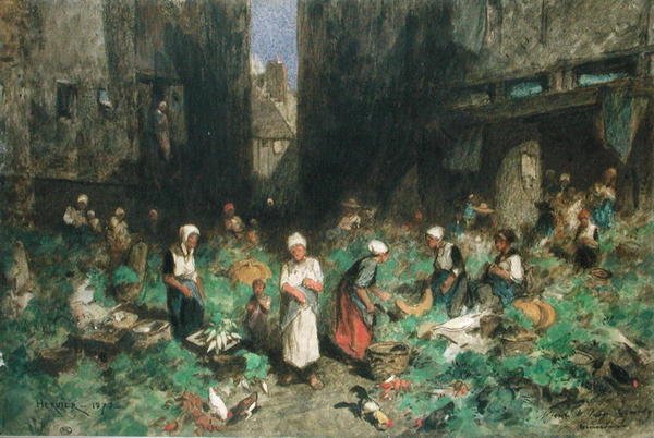 Vihannestori, 1872 (wc paperilla) tekijältä Louis Adolphe Hervier