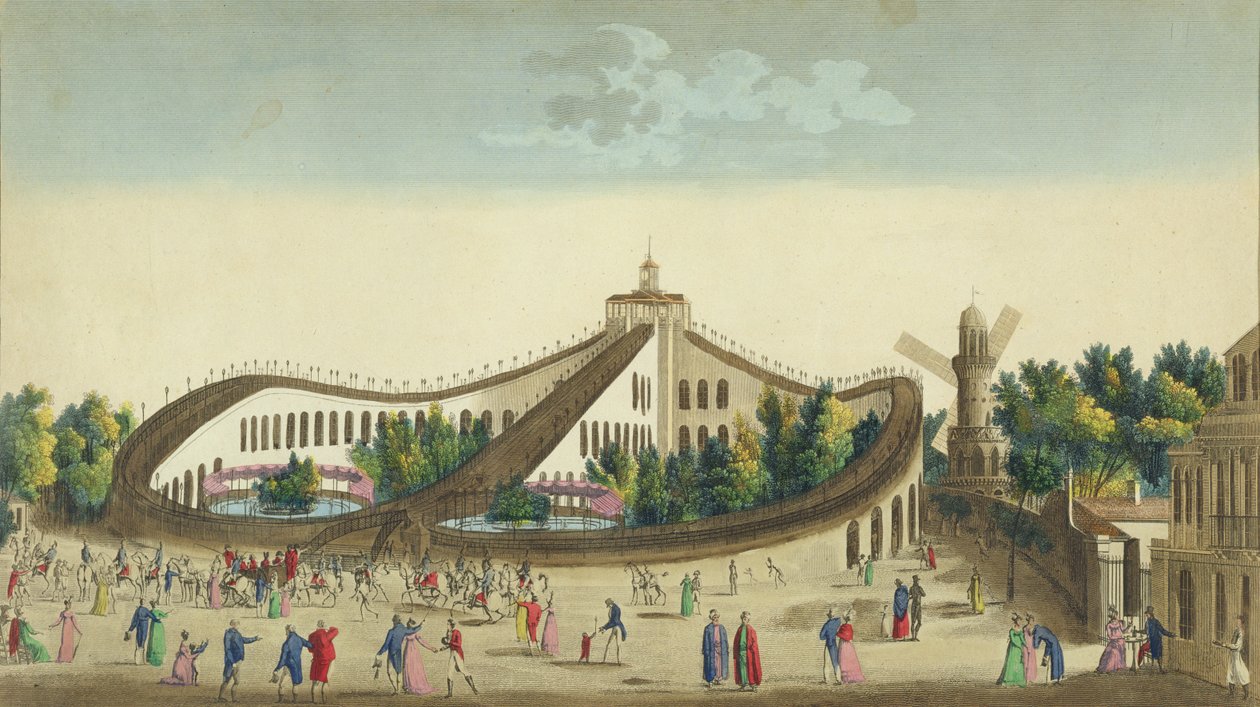 Aerial Walks, Baujon Garden, n. 1817 tekijältä Ambroise Louis Garneray