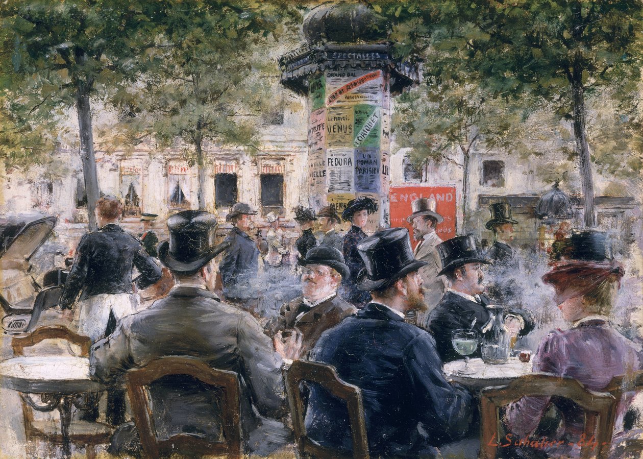 Cafe Scene Pariisissa, 1884 tekijältä Louis Anet Sabatier