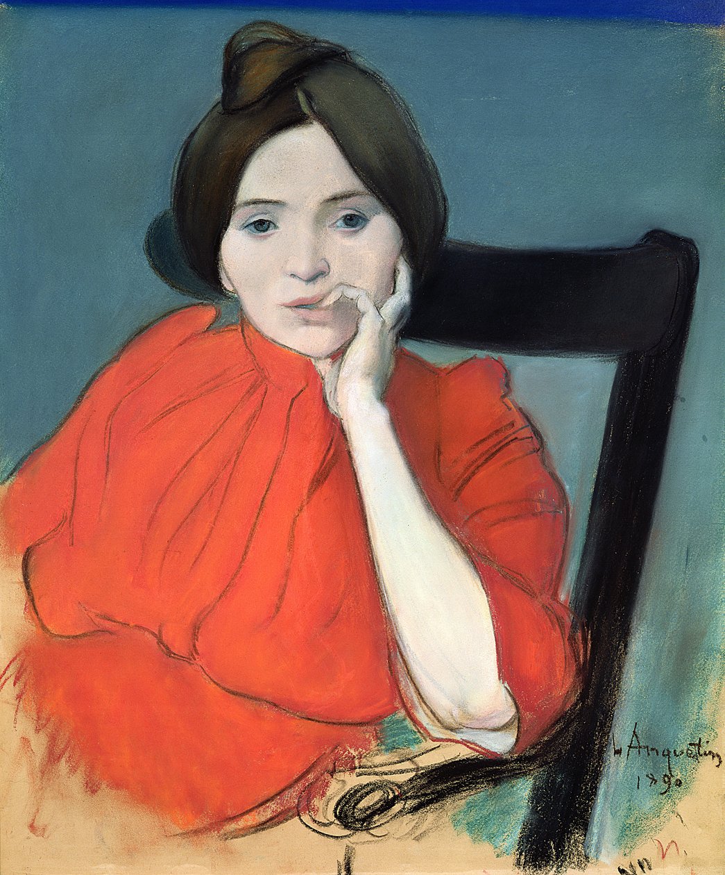 Naisen muotokuva, 1890 (pastelli paperille) tekijältä Louis Anquetin