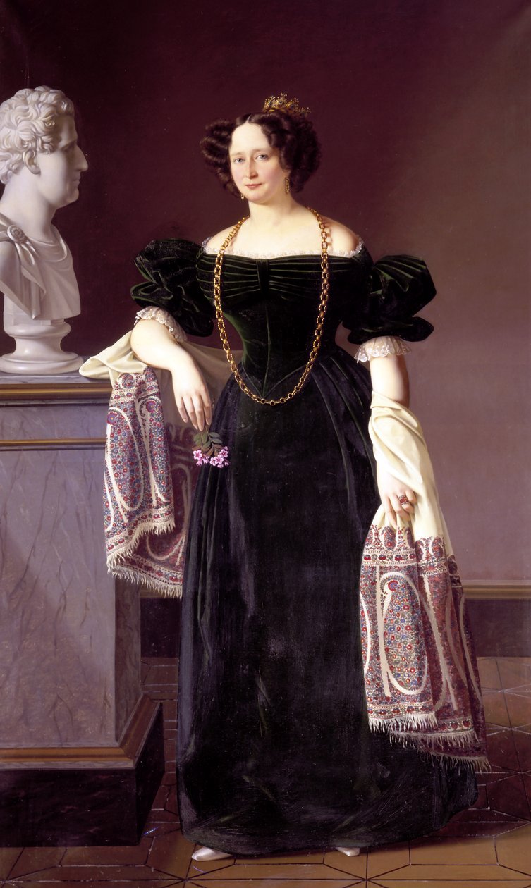 Schleswig-Holstein-Sonderburg-Augustenburgin Caroline Amalien muotokuva (1796-1881) tekijältä Louis Aumont