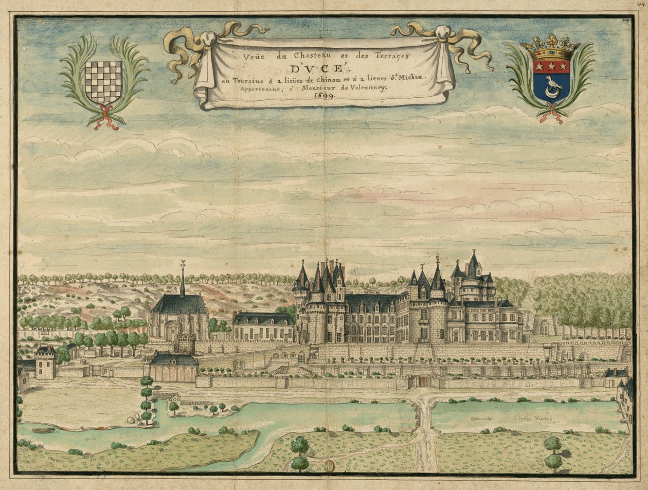 Värillinen piirustus Château d