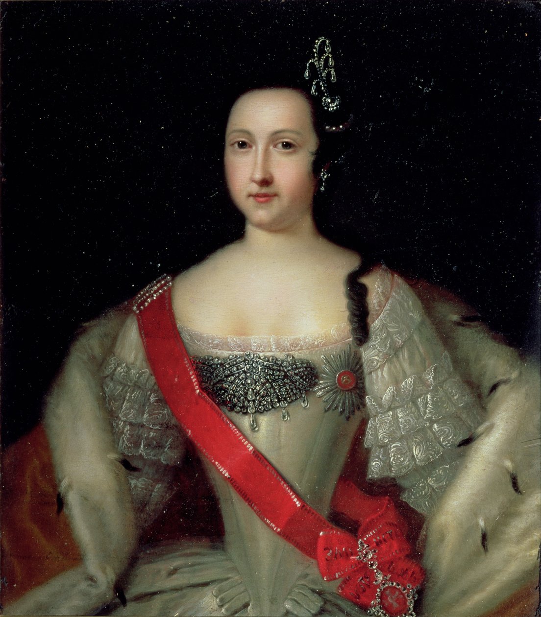 Muotokuva prinsessa Annasta (1718-46), keisari Iivana VI:n (1740-64) äidistä, vuoden 1733 jälkeen. tekijältä Louis Caravaque