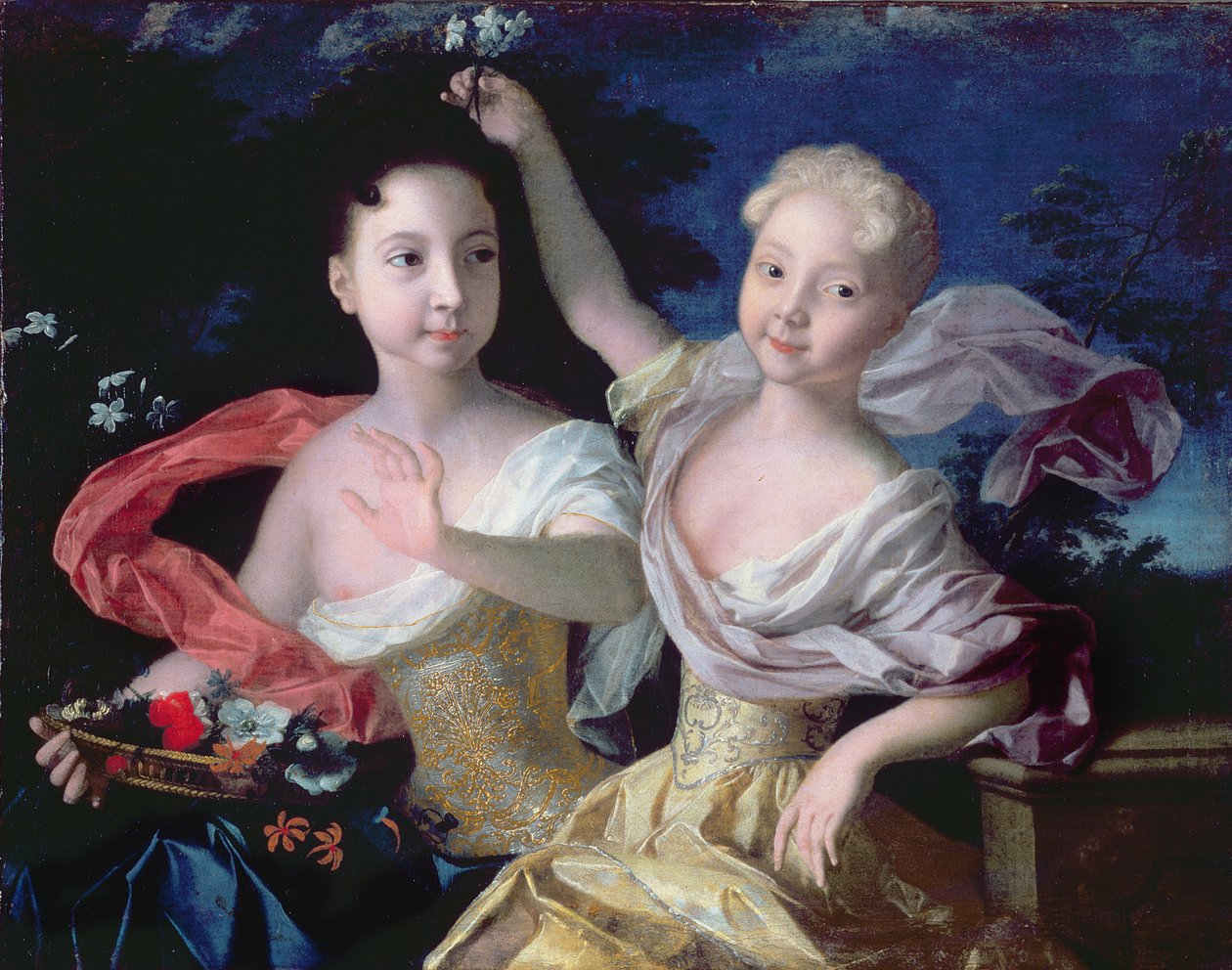 Prinsessat Anna Petrovna (1708-28) ja Elizabeth Petrovna (1709-62) muotokuva 1717 tekijältä Louis Caravaque