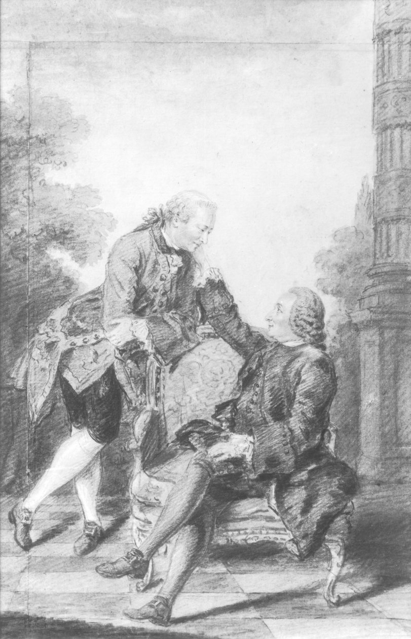 Denis Diderot (1713-84) ja Melchior, paroni de Grimm (1723-1807) tekijältä Louis Carrogis dit Carmontelle
