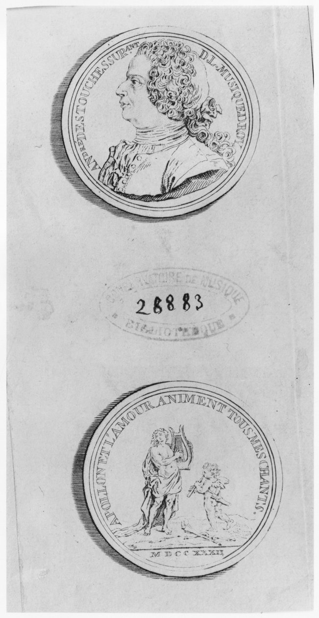 Andre Cardinal Destouches, kaiverrettu vuoden 1732 mitalista, n. 1750 tekijältä Louis Crepy