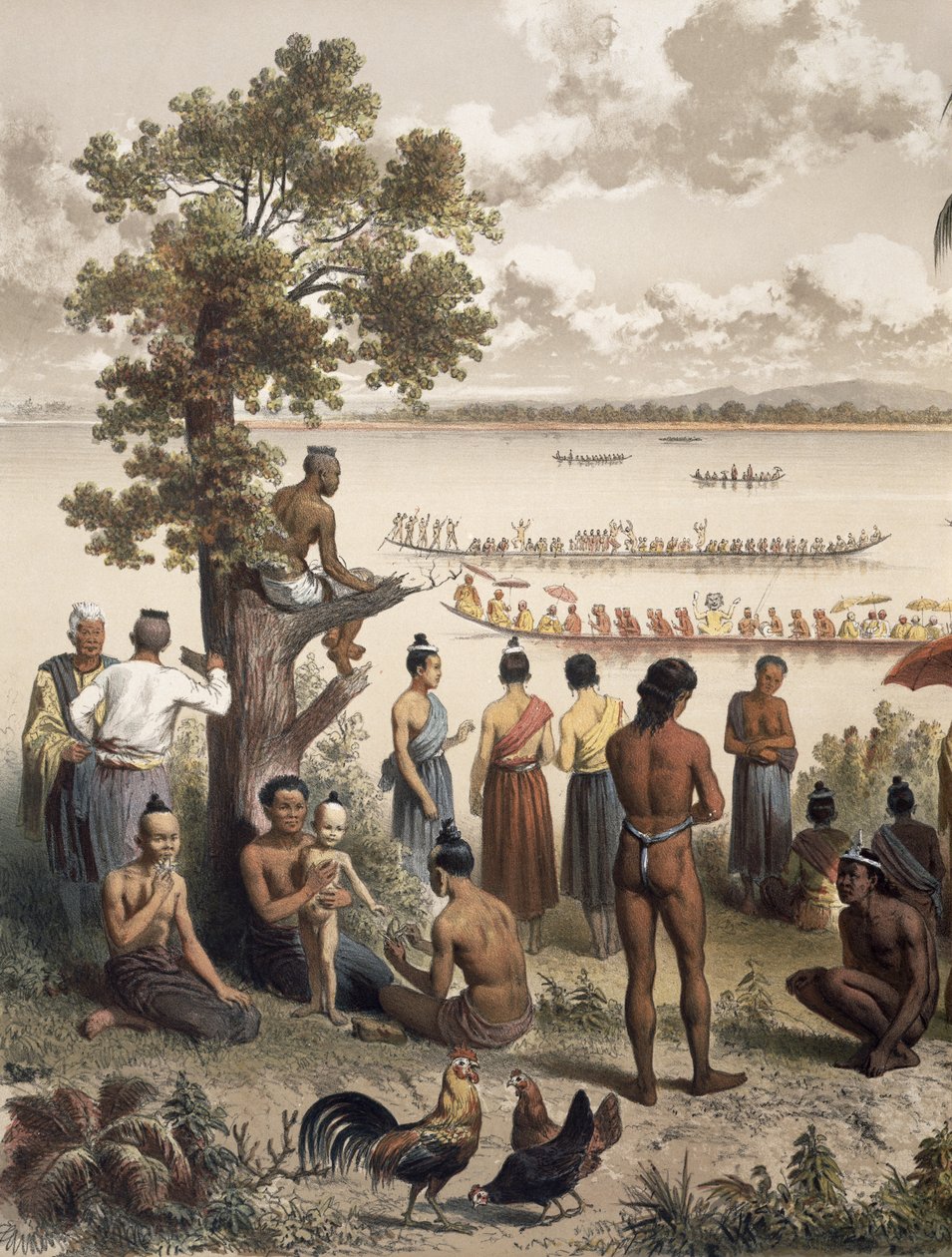 Pirogue-kilpailut Bassac-joella, yksityiskohta Doudart de Lagreen (1823-68) Atlas du Voyage d