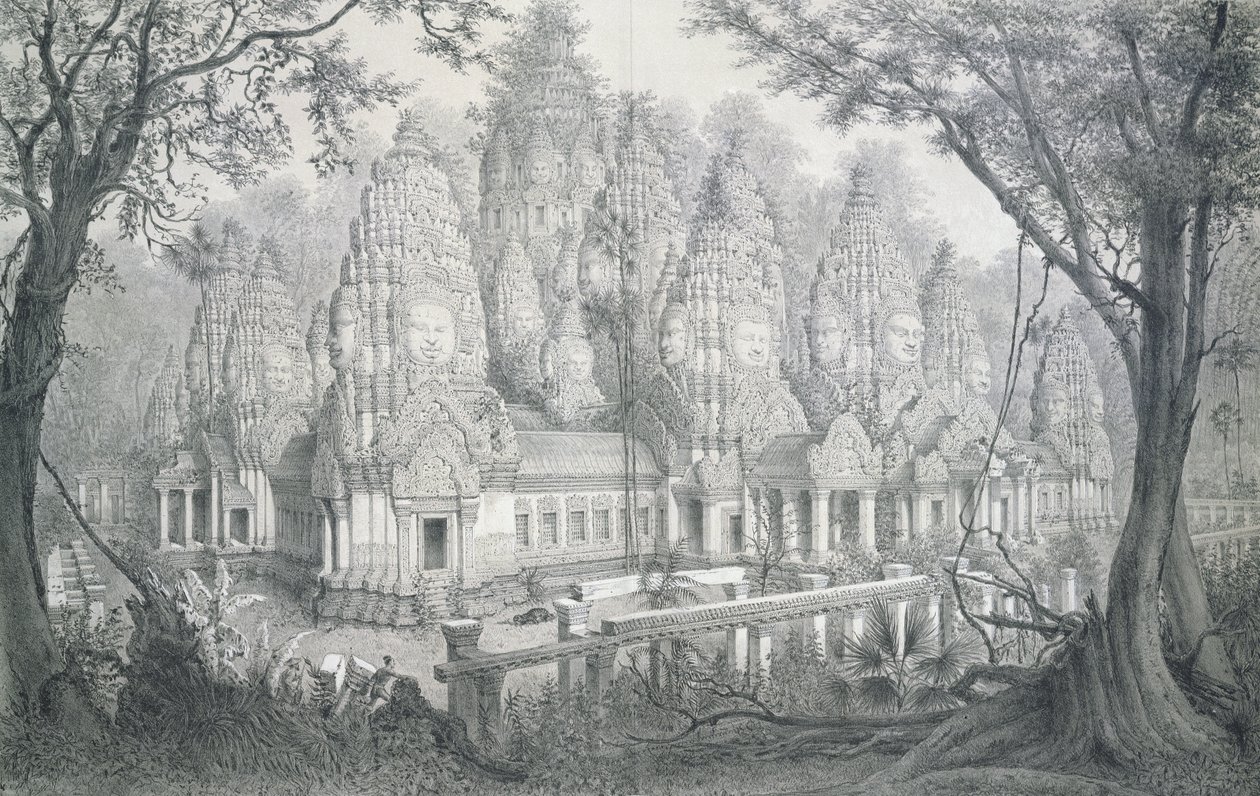Bayonin rauniot, Kambodža, 1873 tekijältä Louis Delaporte