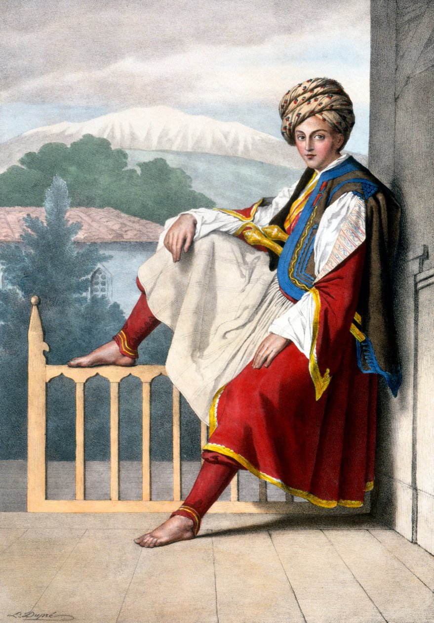 Velin sivu - Levy XII, Lemercierin kaivertama teoksesta "Voyage à Athens et a à Constantinopoli", kirjoittanut ja kuvittanut Dupre, 1828 tekijältä Louis Dupré
