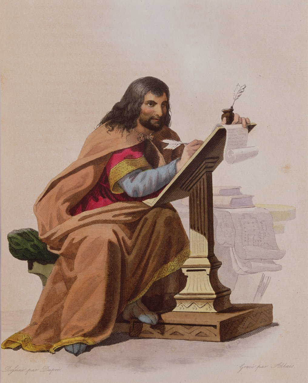Einhard (n. 770-840), kaiverrus Allais, n. 1830 tekijältä Louis Dupré