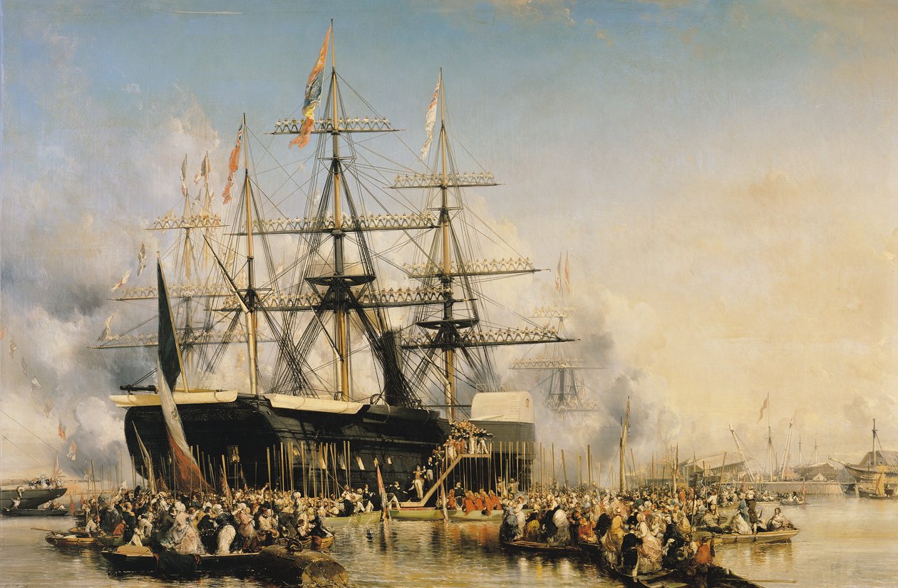 Kuningas Louis-Philippe (1830-48) poistumassa aluksesta Portsmouthissa, 8. lokakuuta 1844, 1846 tekijältä Eugene Isabey