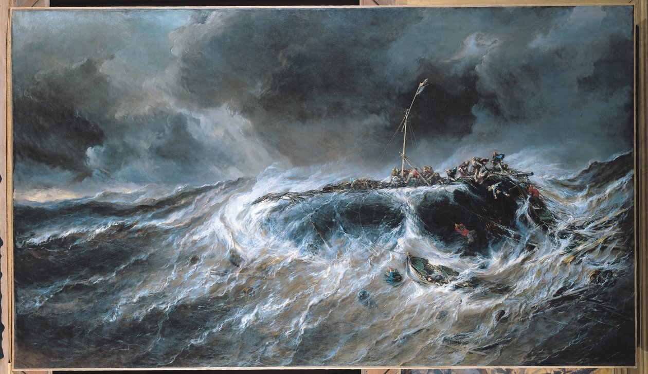 Kolmen päällikön Emilyn haaksirikko vuonna 1823, 1865 tekijältä Eugene Isabey