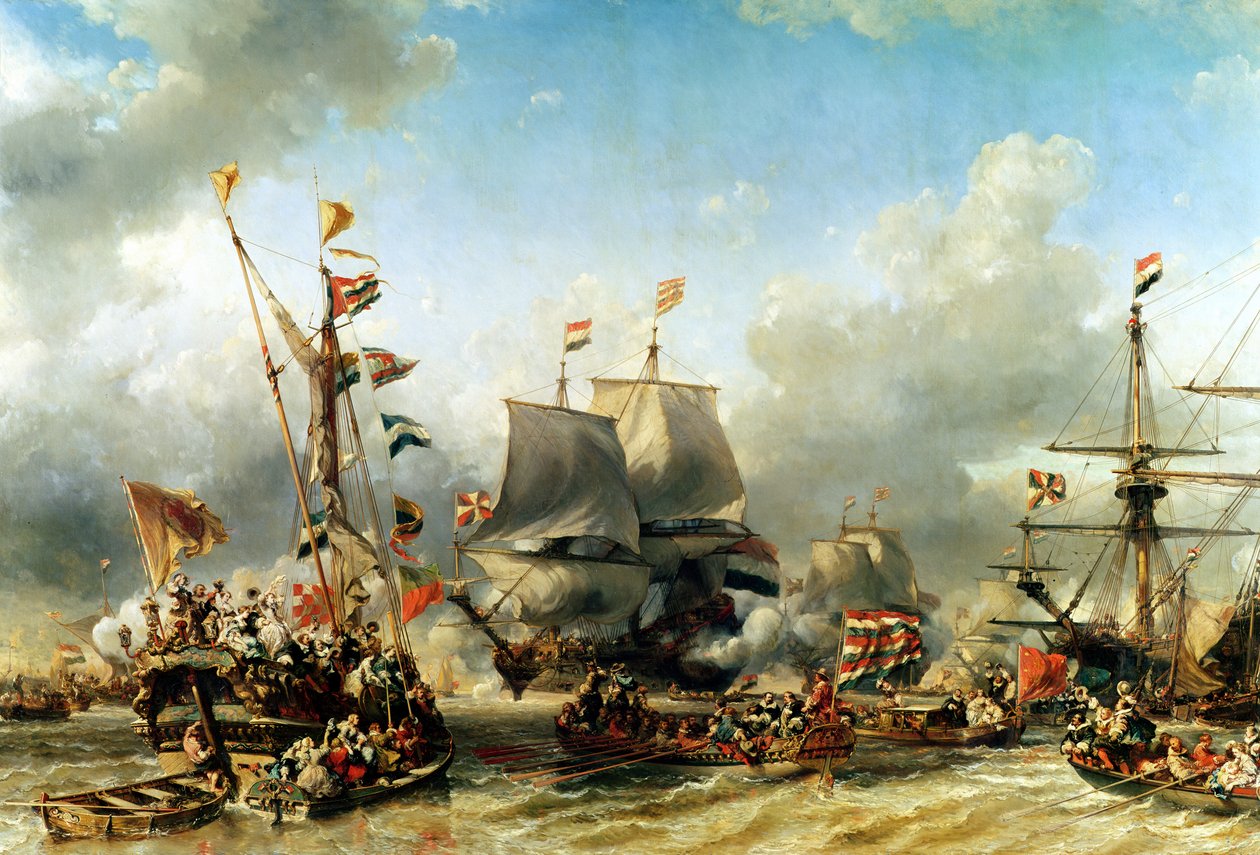 Ruyterin ja William de Wittin laivaus 1667, 1850-51 tekijältä Eugene Isabey