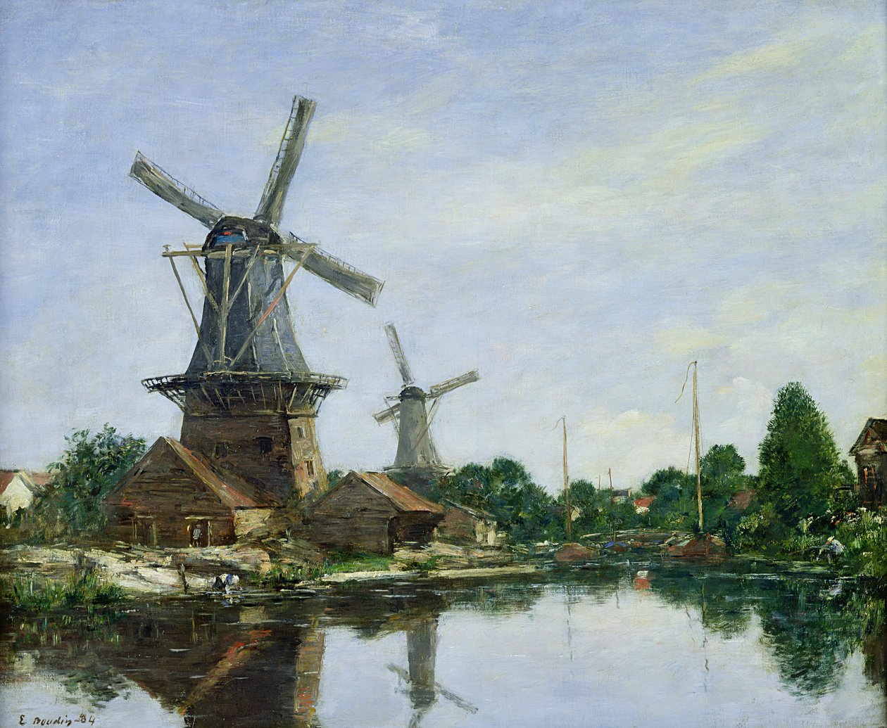 Hollannin tuulimyllyt, 1884 tekijältä Eugene Louis Boudin