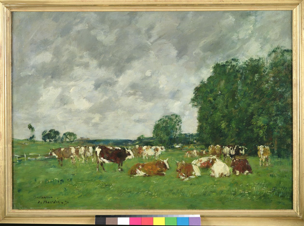Laitume Fervaquesissa tai lehmiä laitumella, 1874 tekijältä Eugene Louis Boudin