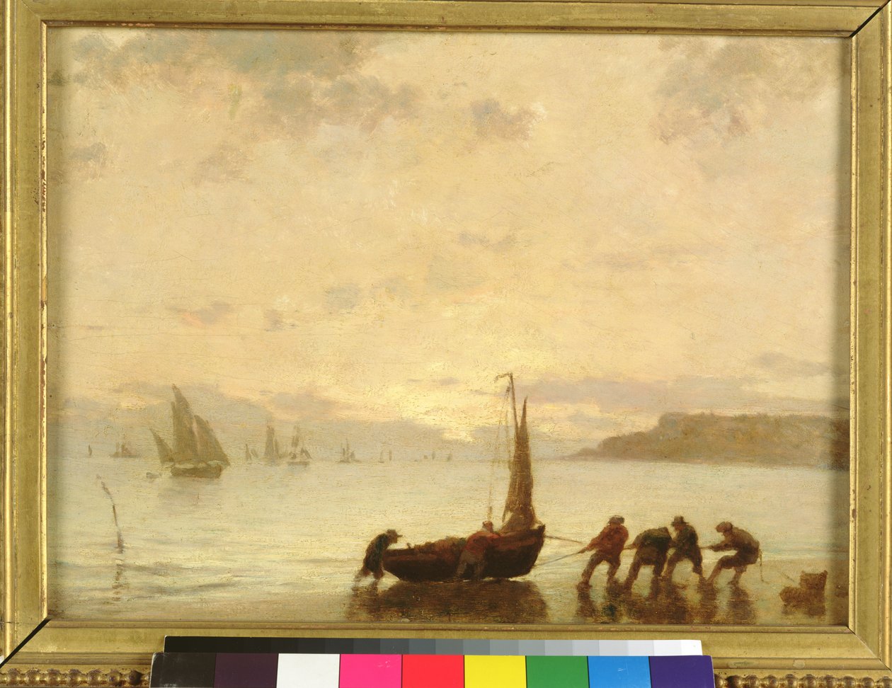 Paluu kalastuksesta laskevan auringon kanssa tekijältä Eugene Louis Boudin