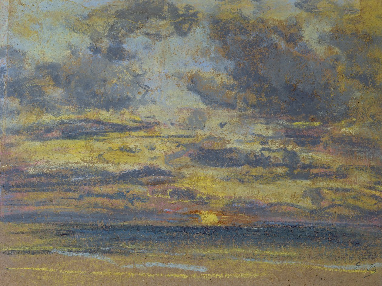 Tutkimus taivasta laskevan auringon kanssa, n. 1862-70 (pastelli paperille) tekijältä Eugene Louis Boudin