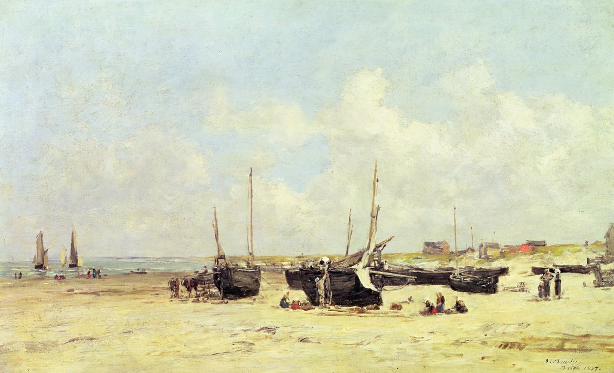 The Beach at Low Tide, Berck, 1890-97 tekijältä Eugene Louis Boudin