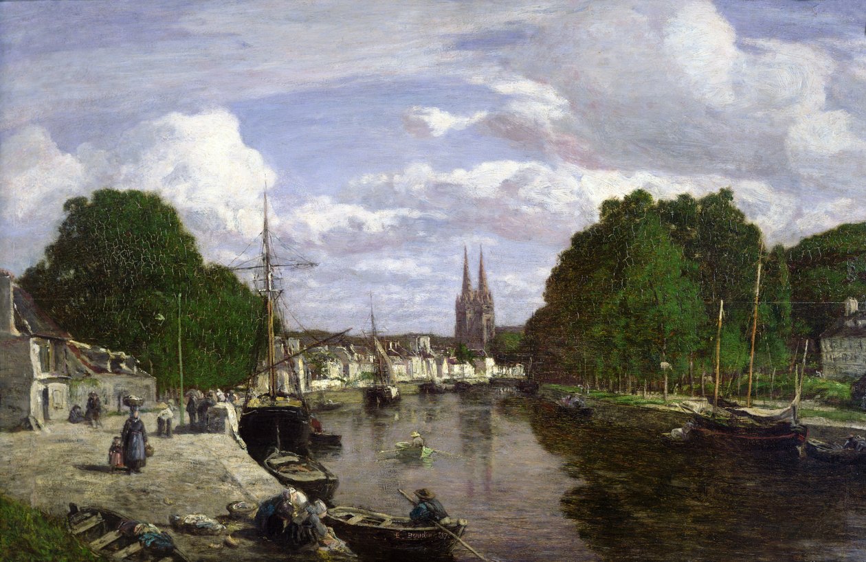 Quimperin satama, 1857 tekijältä Eugene Louis Boudin