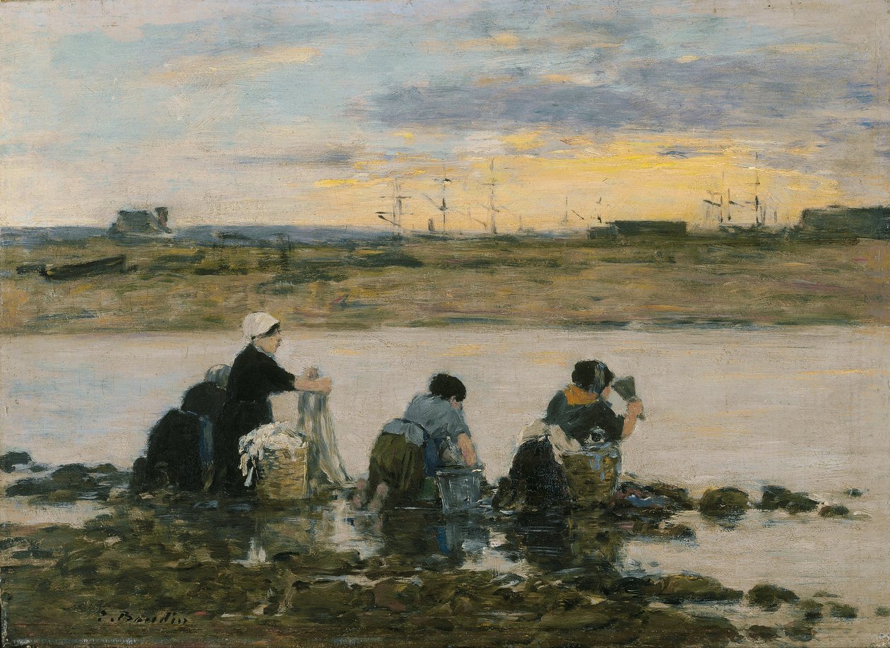 Pesukoneet joen rannalla tekijältä Eugene Louis Boudin