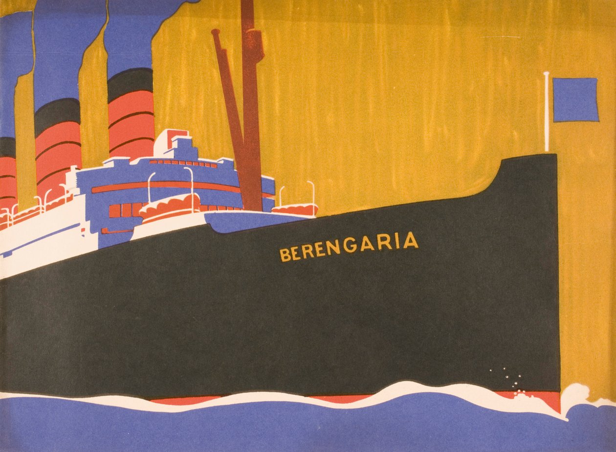 Cunard Linen mainosesite Berengarialle, n. 1930 tekijältä Louis Fancher