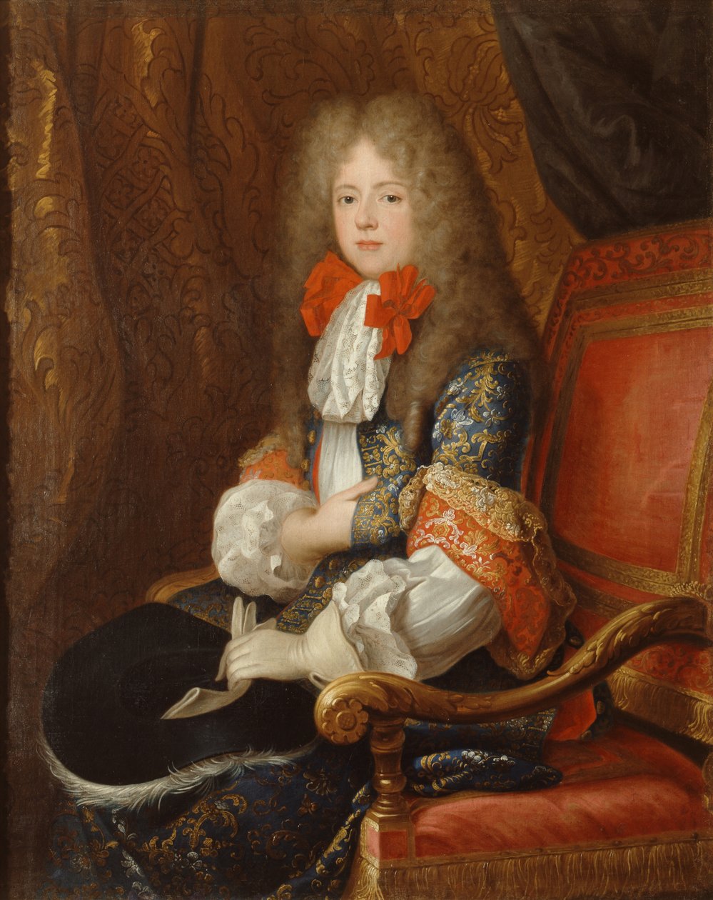 Muotokuva Liselotte von der Pfalz, Herzogin von Orléans im Jagdkostüm (1652-1722) tekijältä Louis Ferdinand Elle the Younger