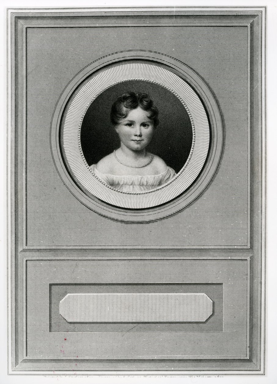 Augusta Ada Byronin (1815-52) muotokuva, kaivertanut Edward Scriven (1775-1841) 1820 tekijältä Louis Ferriere