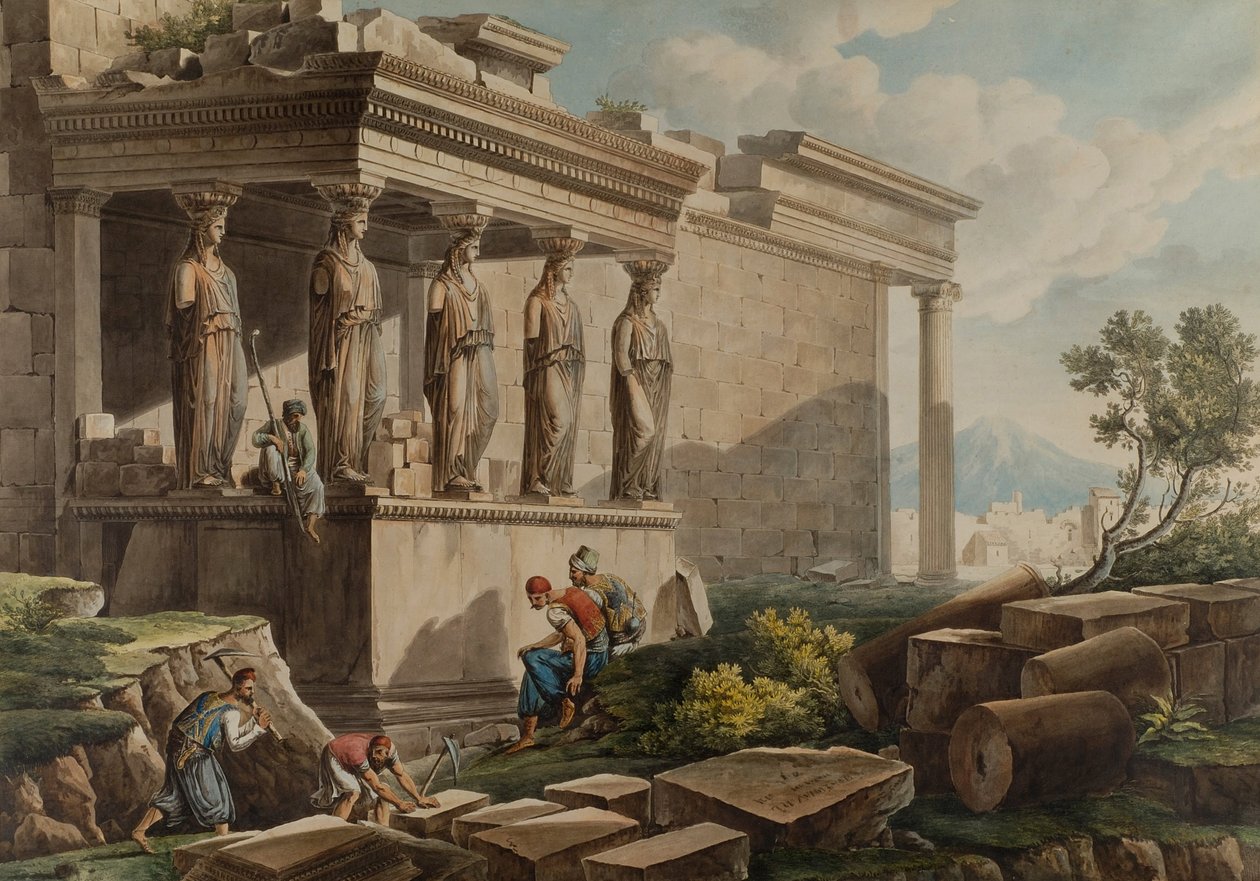Caryatidien kuisti Erechtheionilla tekijältä Louis Francois Cassas
