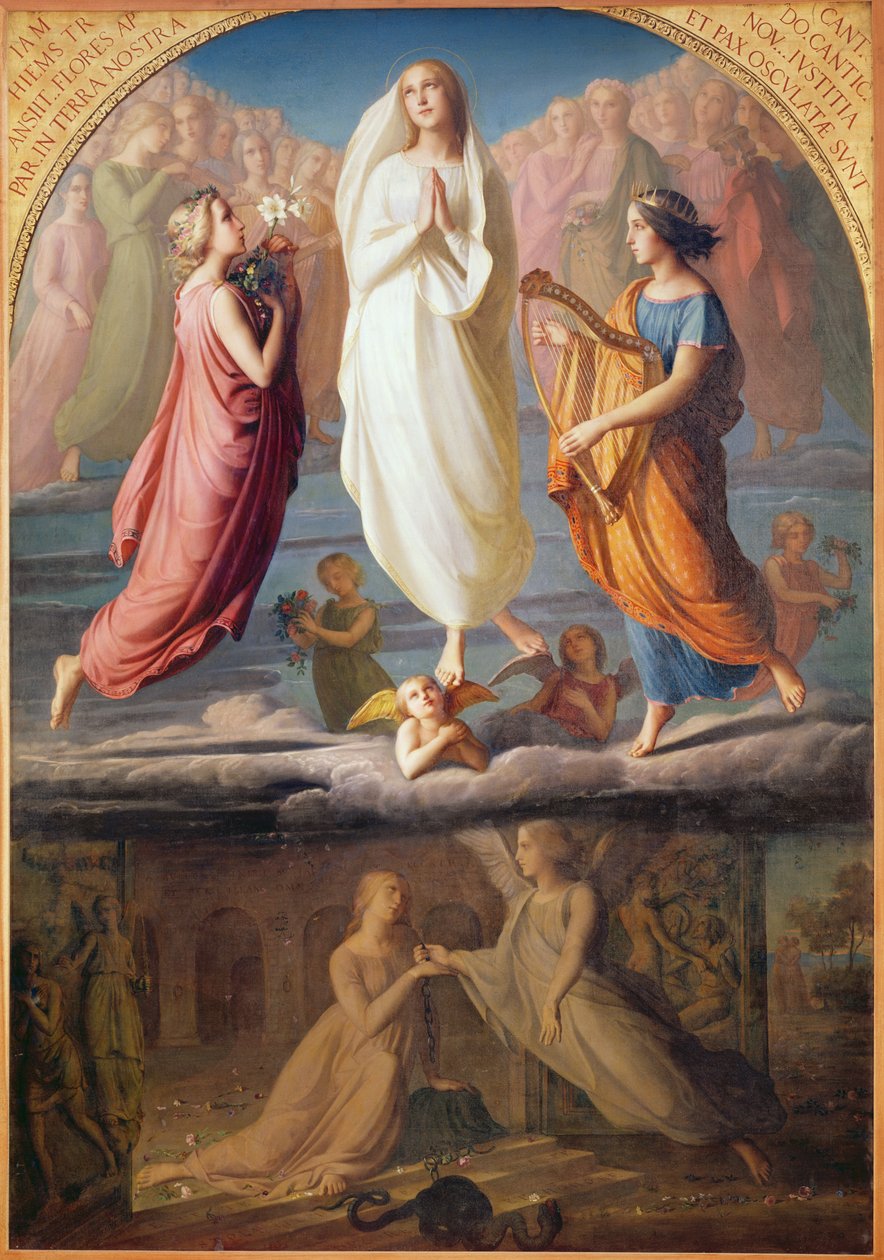 Neitsyt Marian taivaaseenastuminen, 1844 tekijältä Louis Janmot
