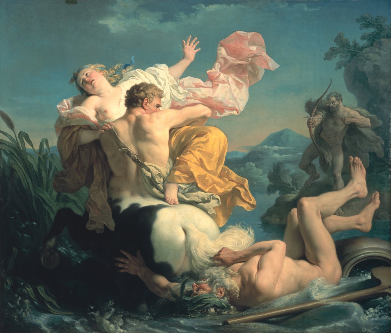 Kentaur Nessuksen Deianeiran sieppaus, 1755 tekijältä Louis Jean François Lagrenée