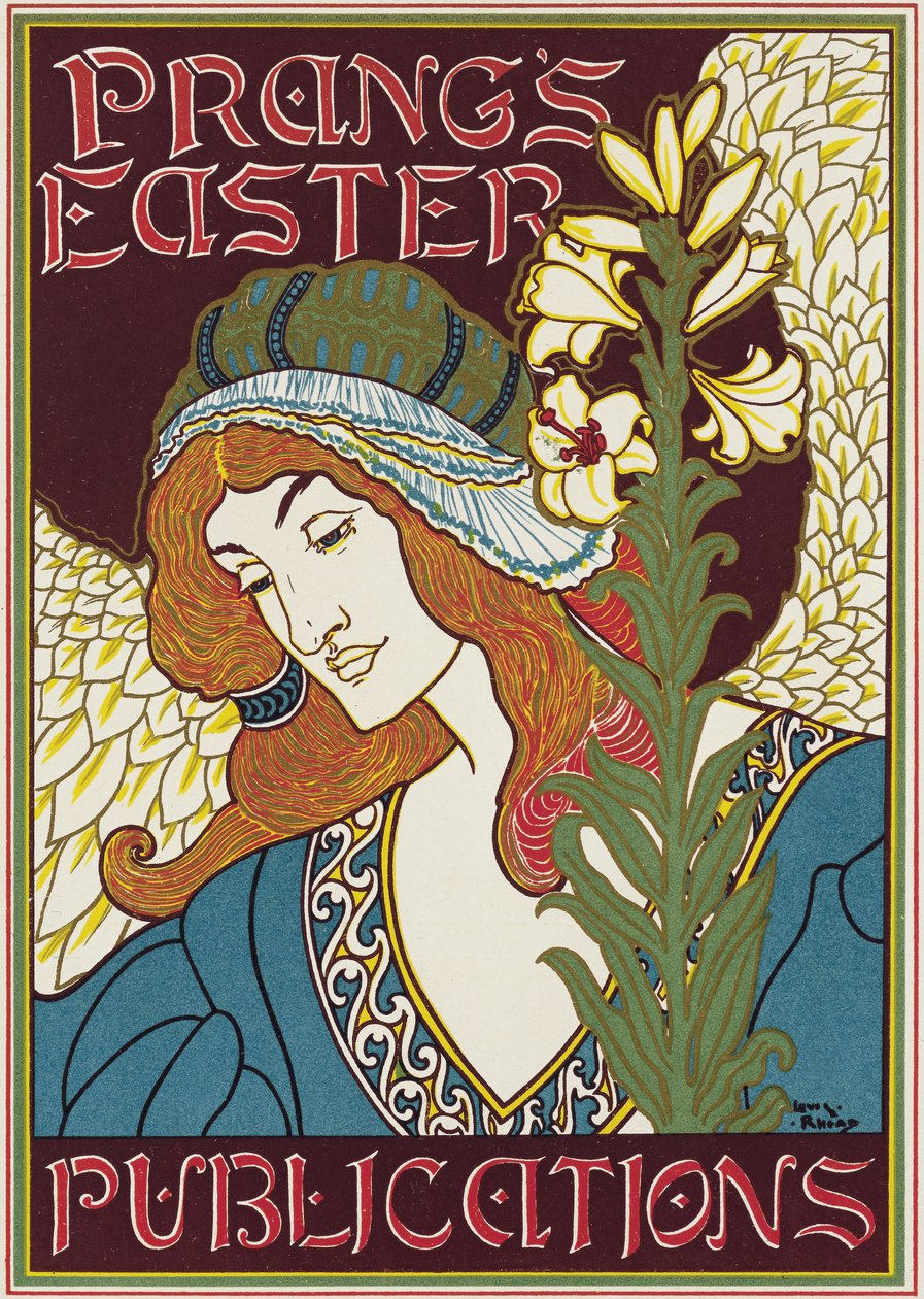 Prangin pääsiäisjulkaisuja mainostava juliste, 1896 tekijältä Louis John Rhead
