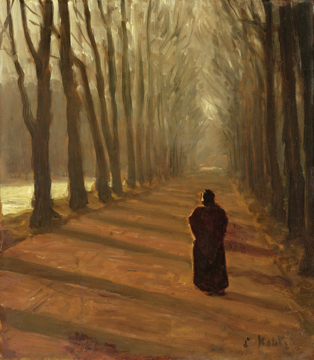Avenue at Kuechengraben Karlsaue Parkissa, Kasselissa (öljy pahville) tekijältä Louis Kolitz