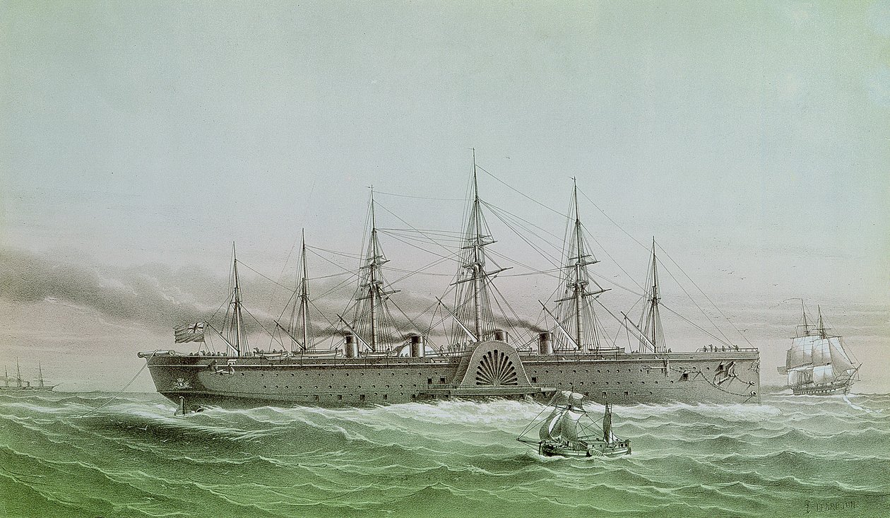 Suuri itäinen sähkökaapelinlasku Euroopan ja Amerikan välillä, 1858 tekijältä Louis Le Breton