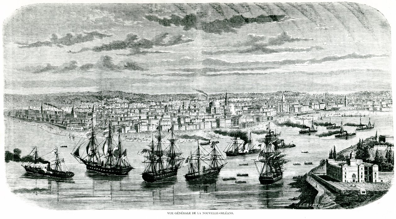 Näkymä New Orleansiin, 1862 tekijältä Louis Le Breton