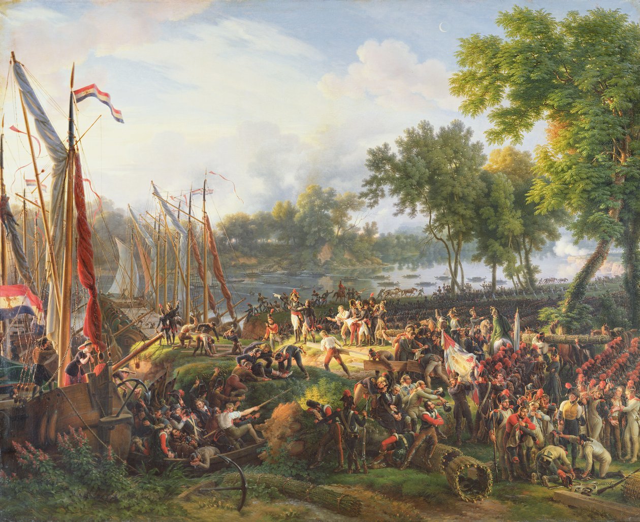 Ranskan armeija ylittää Reinin Düsseldorfin kohdalla, 6. syyskuuta 1795. tekijältä Louis Lejeune