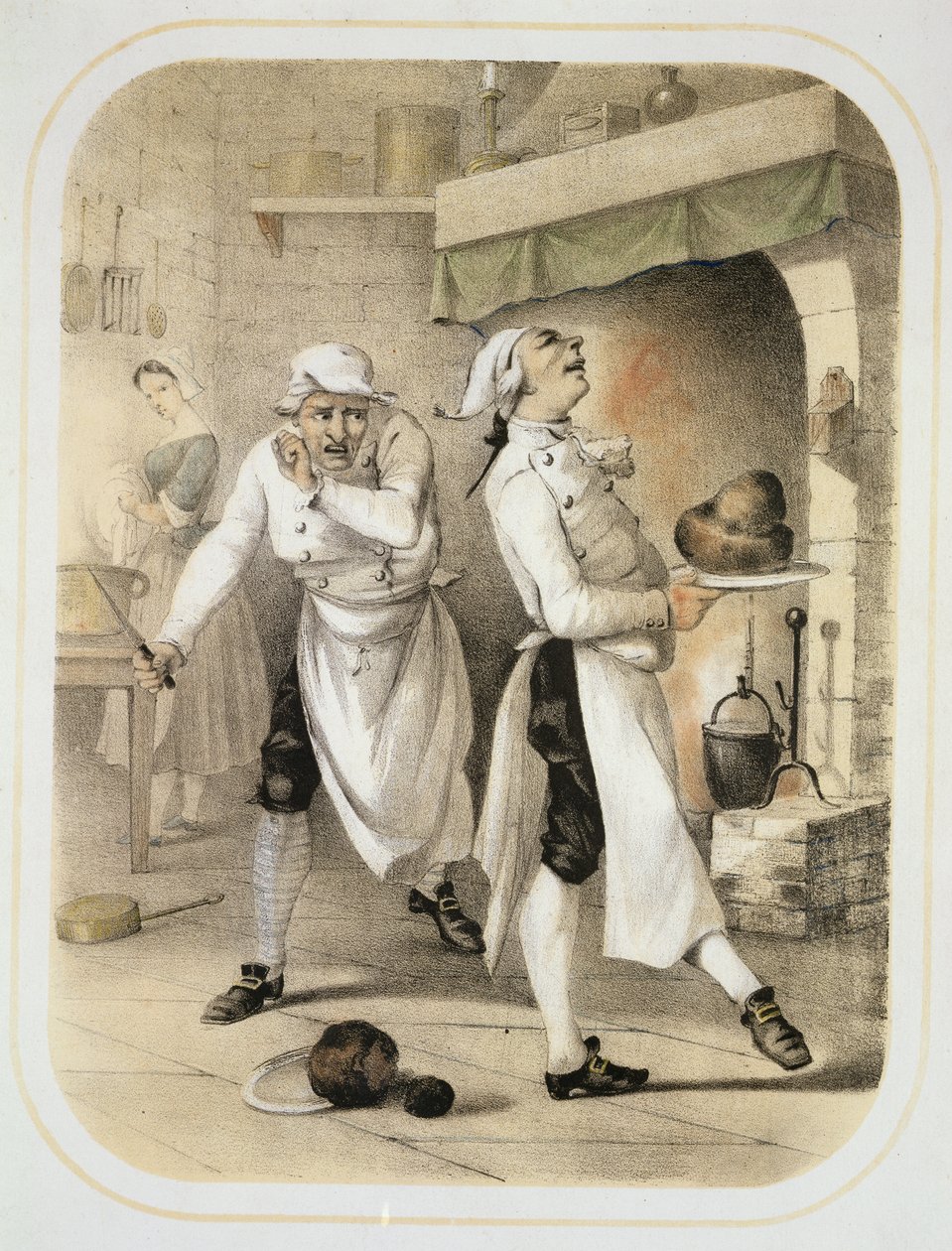 Kateus keittiössä, sarjasta Seitsemän kuolemansyntiä kuvaava vedos, n. 1850 tekijältä Louis Leopold Boilly