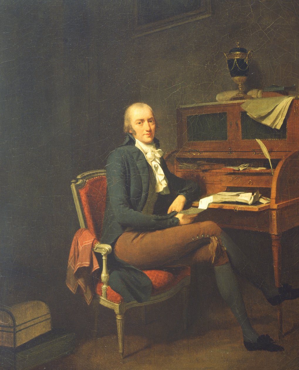 Istuvan miehen muotokuva kirjoituspöydän ääressä. tekijältä Louis Leopold Boilly