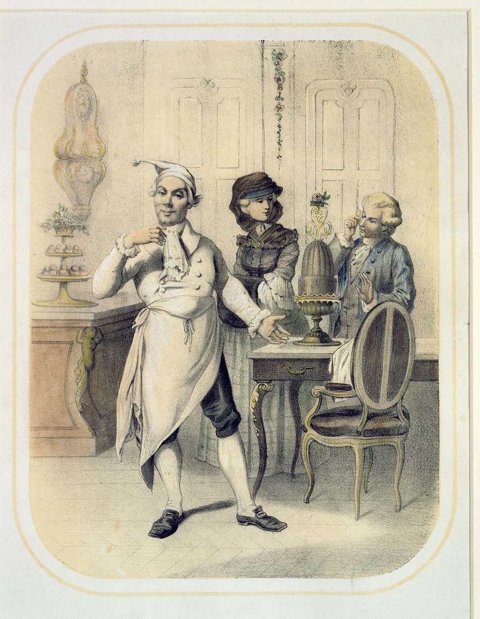 Pride in the Kitchen, sarjasta Seitsemän kuolemansyntiä kuvaava vedos, n. 1850 tekijältä Louis Leopold Boilly