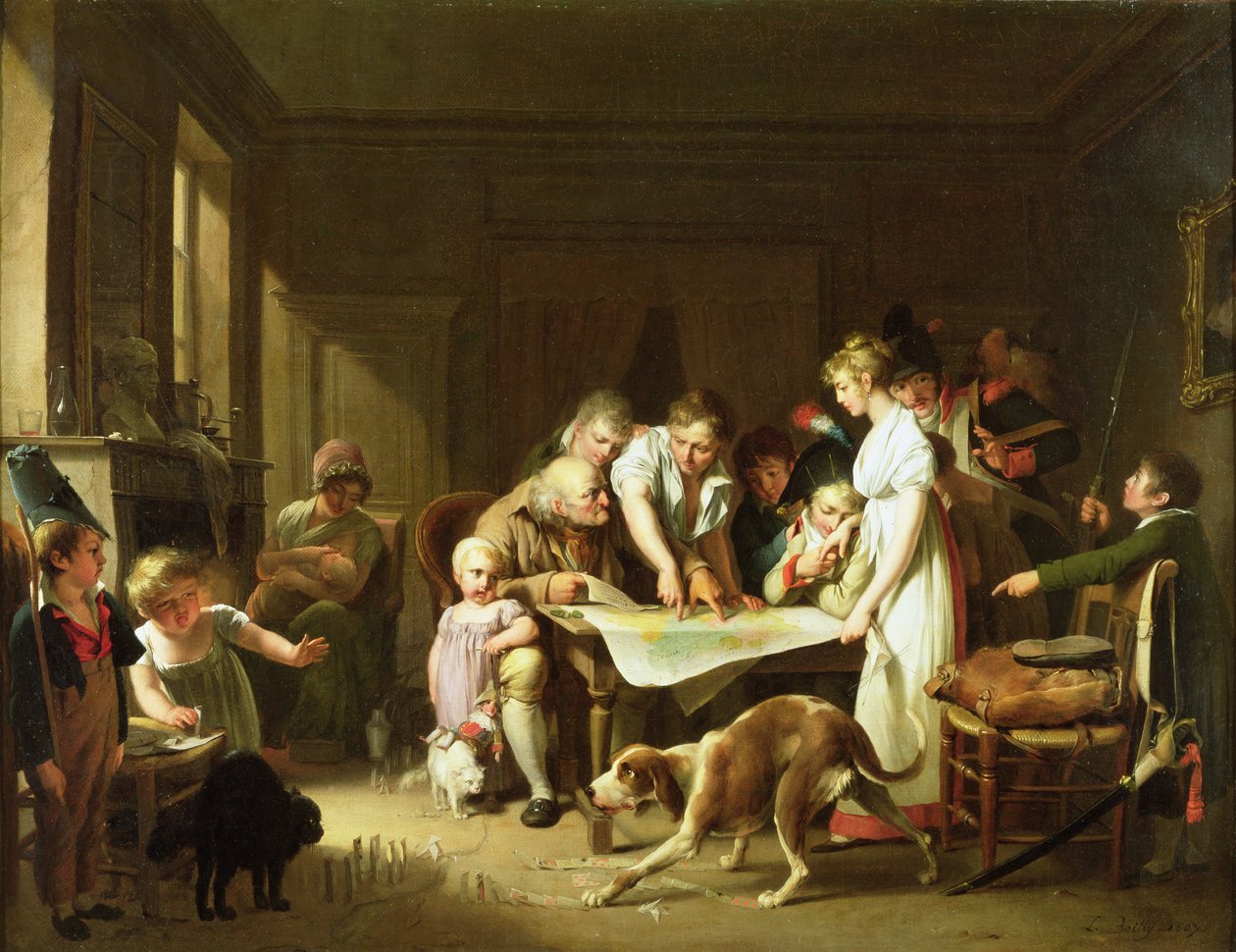 Lukee armeijan raportin, 1807 tekijältä Louis Leopold Boilly