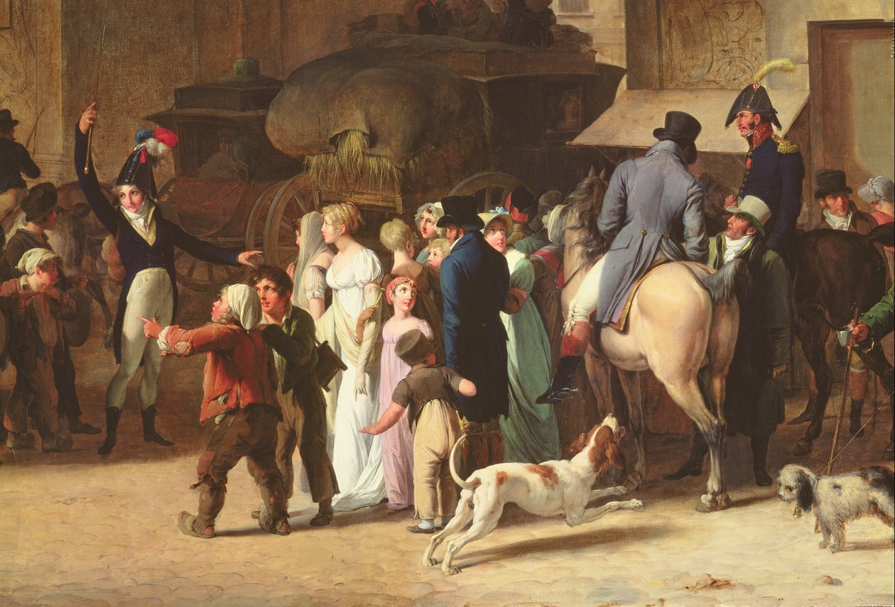 Vuoden 1807 varusmiehet marssivat Saint-Denisin portin ohi, yksityiskohta katsojista öljy kankaalle tekijältä Louis Leopold Boilly
