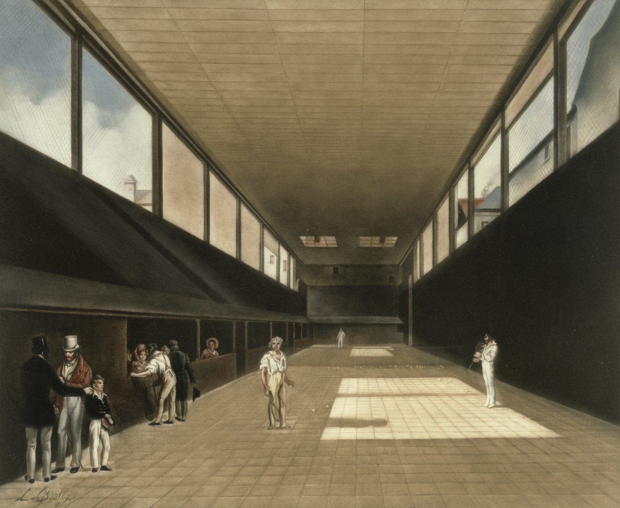 Versaillesin tenniskenttä, kaiverrus Lawrence Josset, pubi. 1976 tekijältä Louis Leopold Boilly