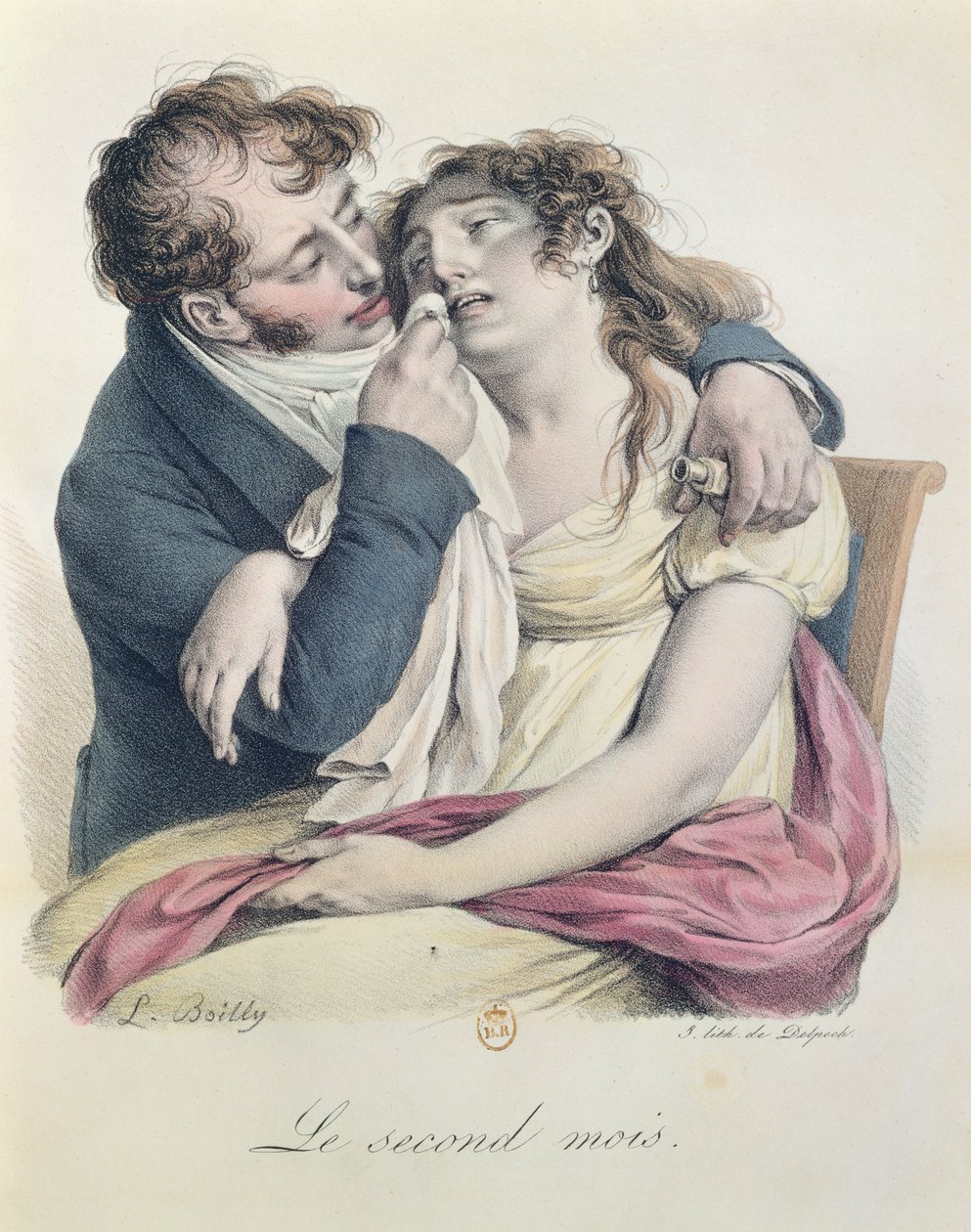 Toinen raskauskuukausi, n.1825 (värillinen lito) tekijältä Louis Leopold Boilly